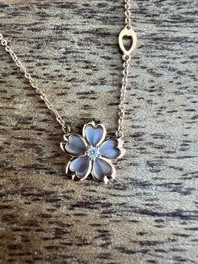 TSL Mother of Pearl Cherry Floral 18K Rose Gold Necklace